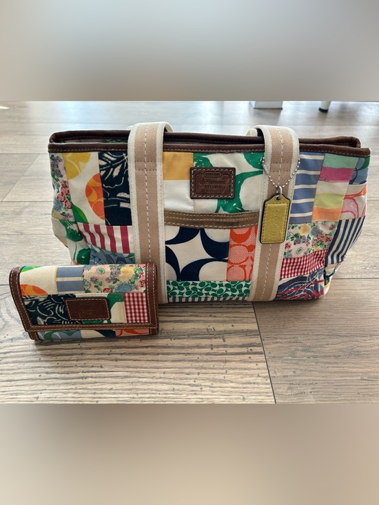 Coach Handbags - Coach Hamptons Patchwork Purse and Wallet in Multicolor
